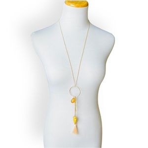 NEW Gold Tone Lariat Arrow Necklace Set Earrings Long Charms Boho Chic Earthy